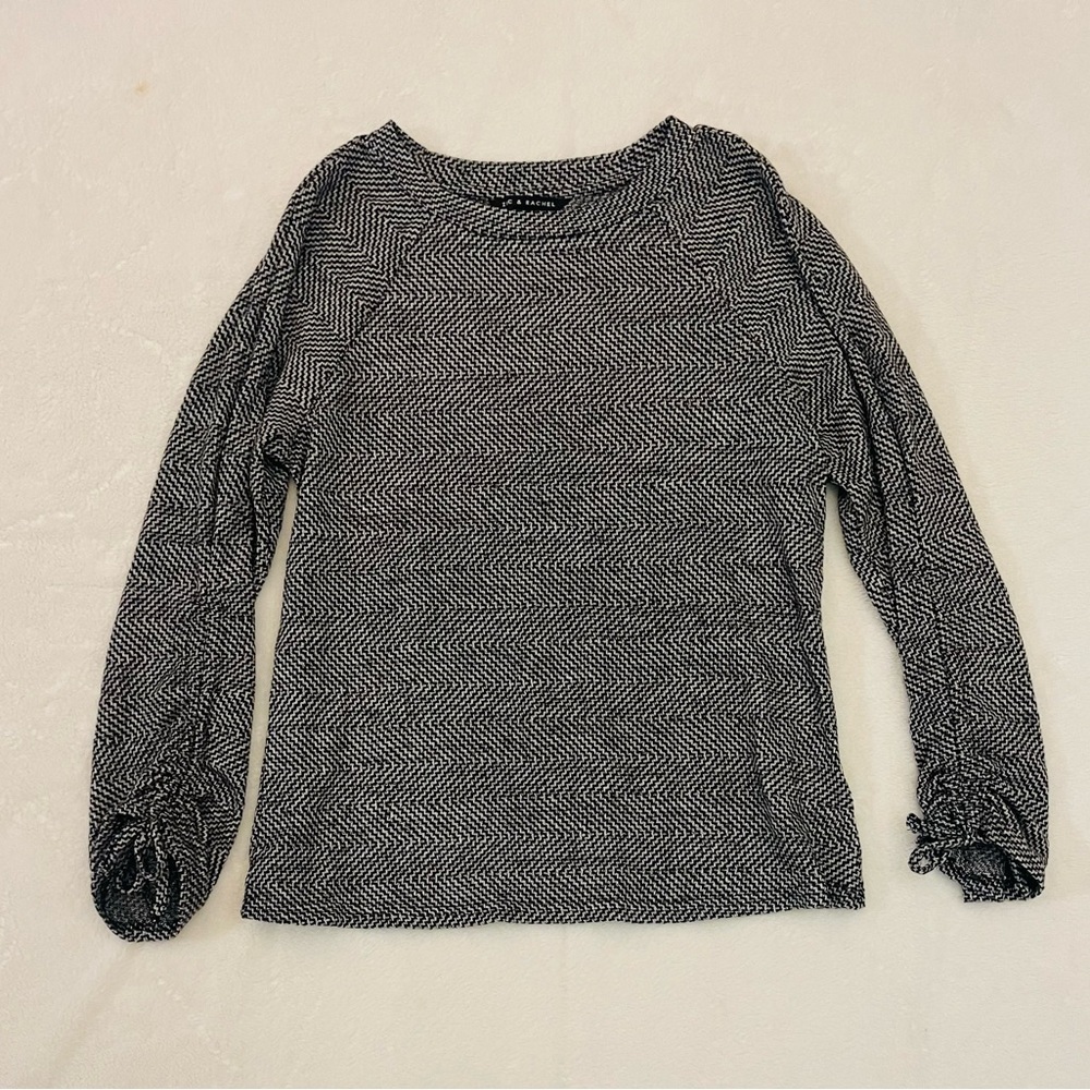 Zac & Rachel Black and White Print Lightweight 3/4 Sleeve Sweater - Size Medium